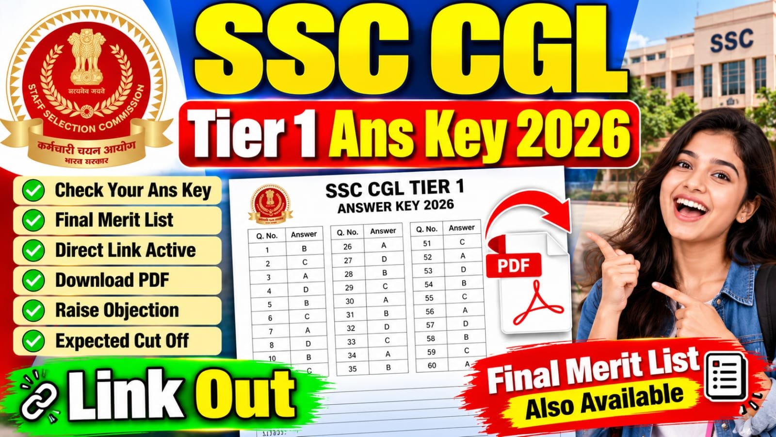 SSC CGL Tier 1 Ans Key 2026